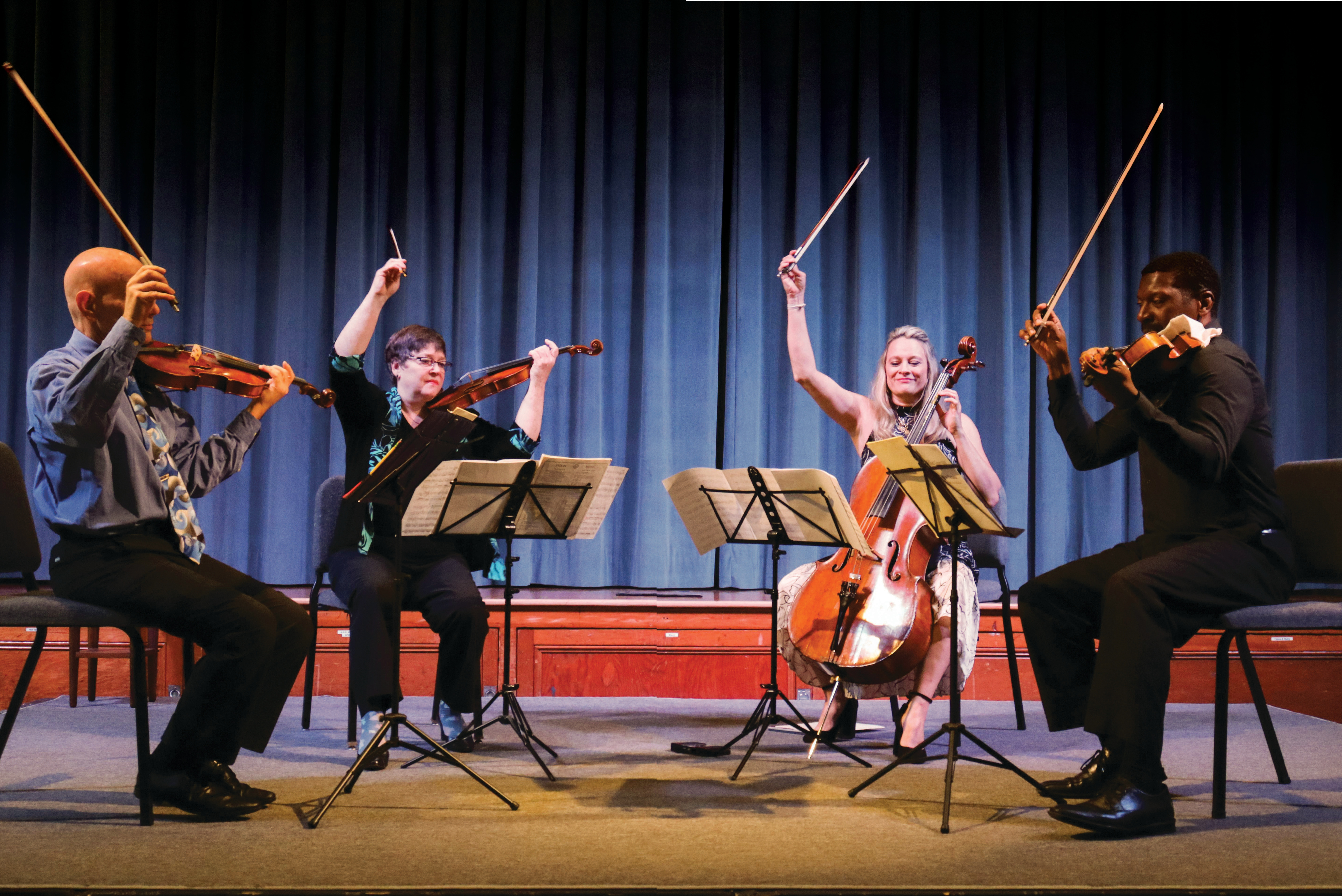 The Serafin Summer Music Festival offers chamber music over three weekends and features performances from world-famous musicians who travel to Delaware from across the country to take part. From left: Hal Grossman, violin; Kate Ransom, violin; Charae Krueger, cello; and Amadi Azikiwe, viola.